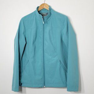 Wind River | Womens Full Zip Mock Neck Waterproof Jacket Teal Lightweight XL